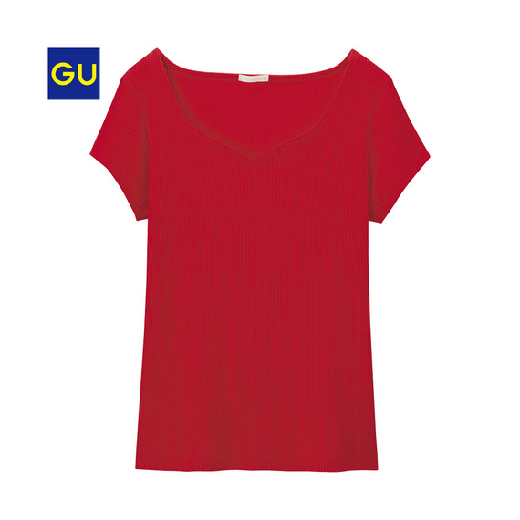 GU　リブハートネックＴ