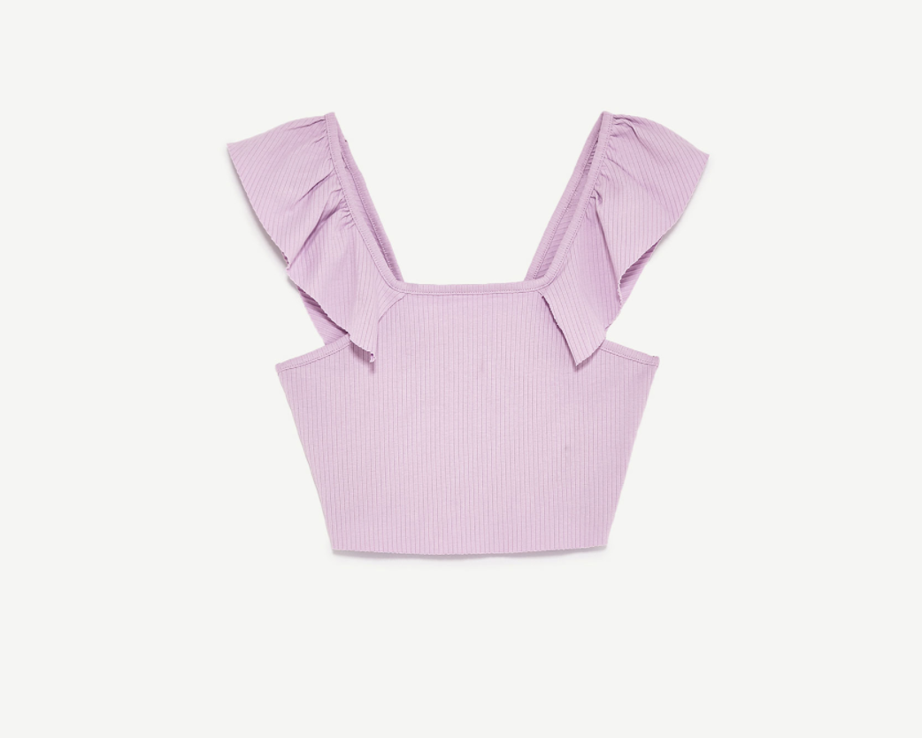 ZARA　フリル付きショートトップ
