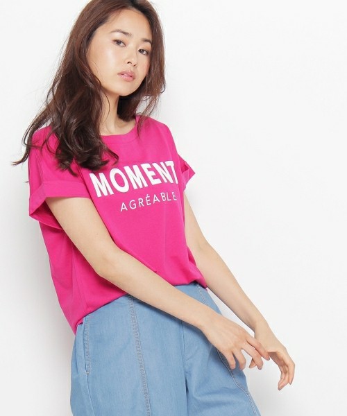 DRESKIP  コットンロゴプリントTシャツ