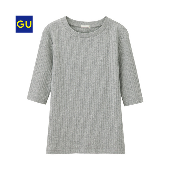 リブクルーネックＴ（５分袖）