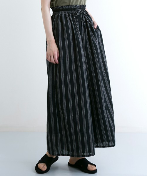 merlot　マルチストライプハイウエストワイドパラッツォパンツ