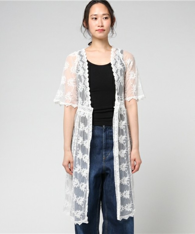 Re:EDIT マキシ丈レースロングカーディガンアウター/カーディガン