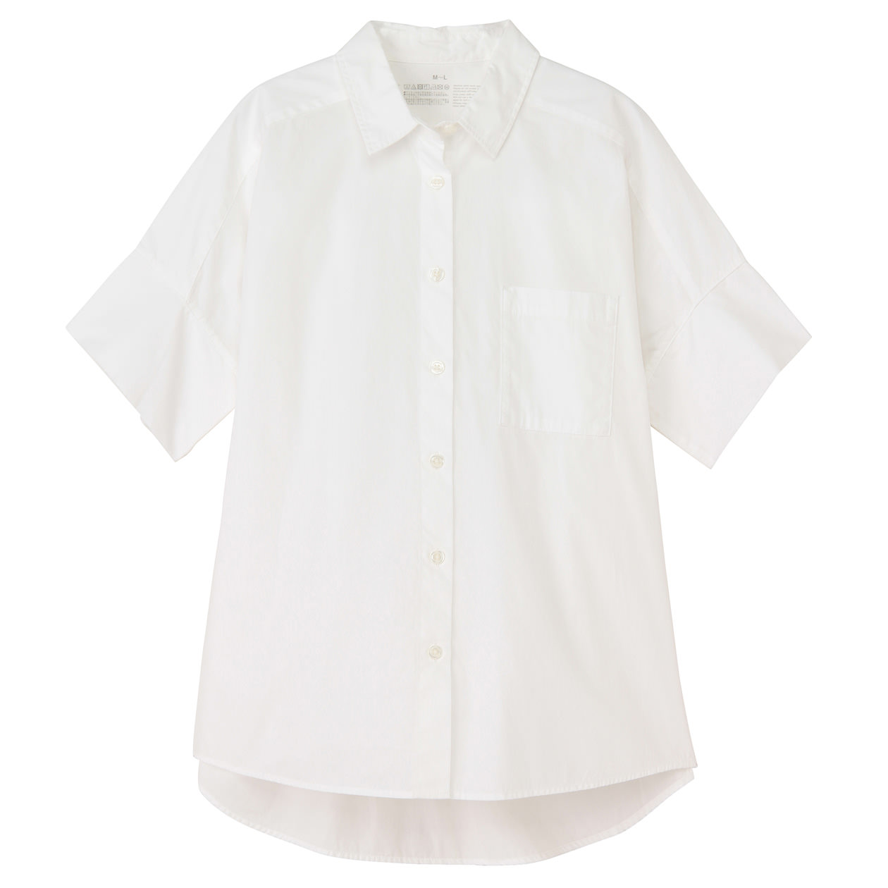 オーガニックコットン洗いざらしワイド半袖シャツ