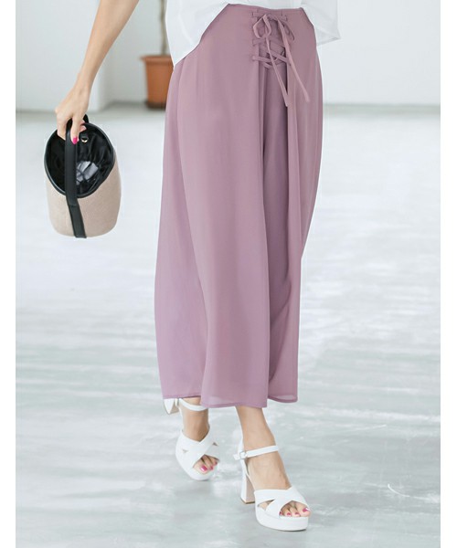 Re:EDIT / コルセット風レースアップワイドパンツ