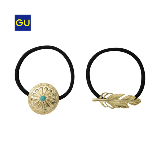 コンチョ＆フェザーモチーフヘアゴムセット