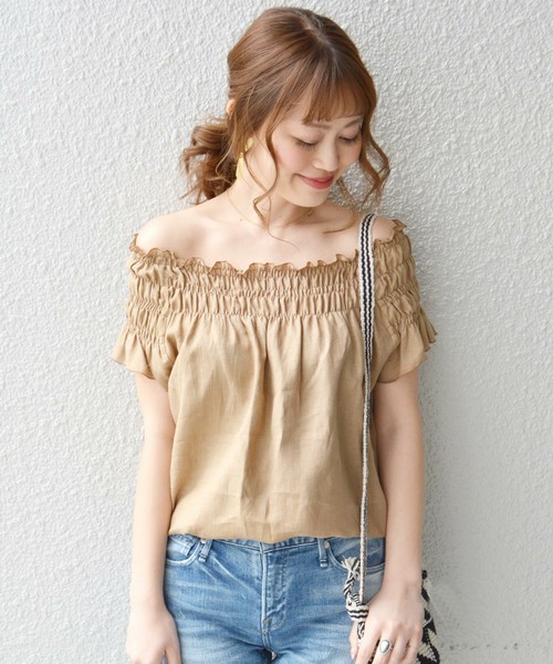 SHIPS for women / シャーリング2WAYブラウス