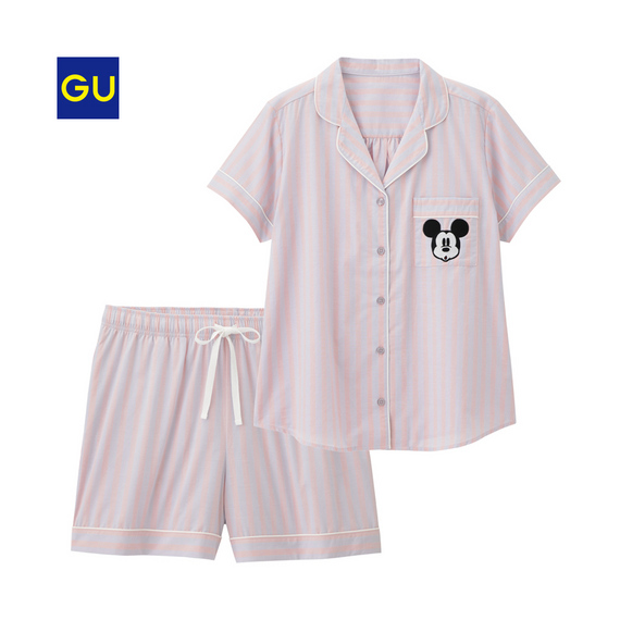 （GU）パジャマストライプ半袖・ショートパンツ（ディズニー）