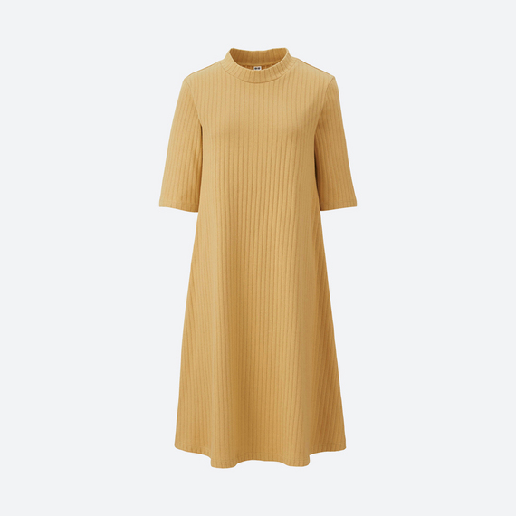 （UNIQLO）コットンリブフレアワンピース