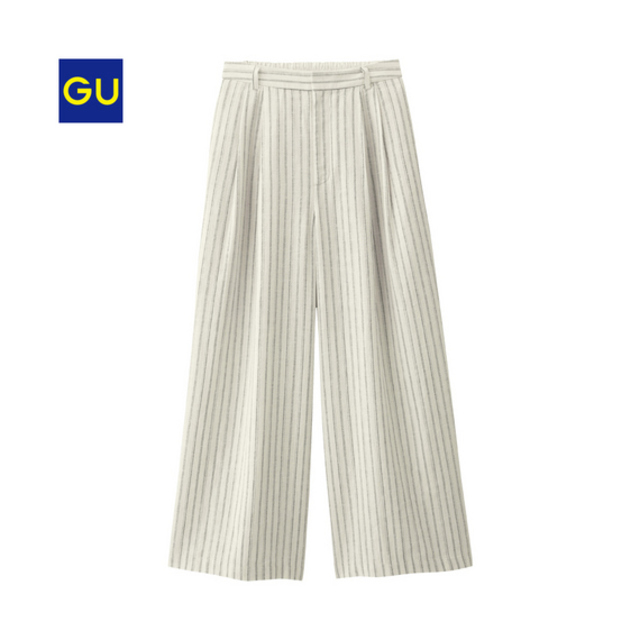 リネンブレンドワイドパンツ