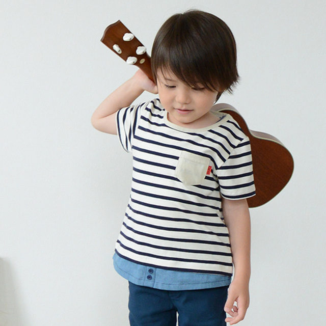 デニムボーダー半袖Ｔシャツ(男の子) 80-130cm