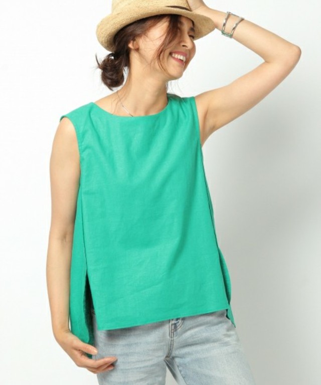 レーヨンリネンミニマルブラウス