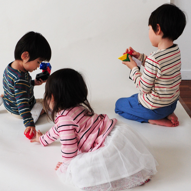 マルチボーダー長袖Tシャツ(男女兼用) 80-110cm