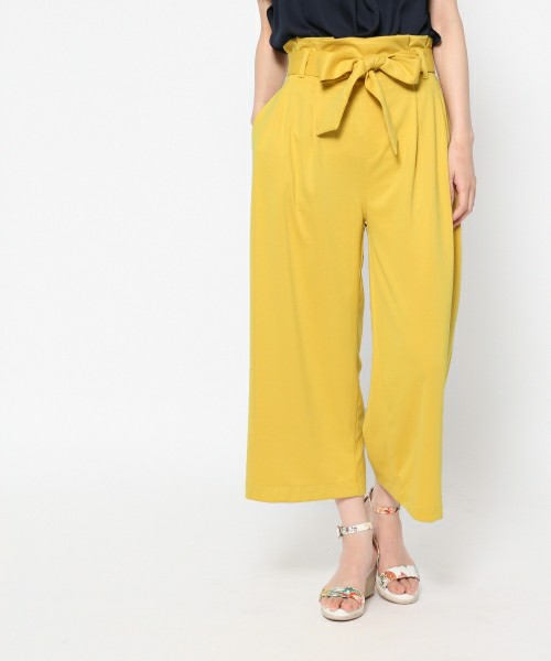 リボンツキワイドクロップドパンツ