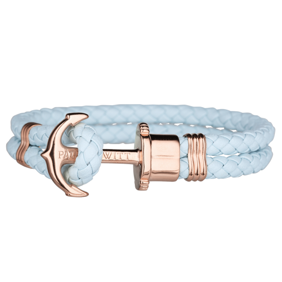 PHREPレザー アンカーブレスレット ブルースカイ/ローズゴールド