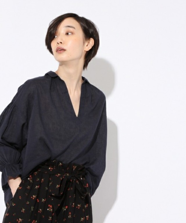 綿麻スキッパーブラウス