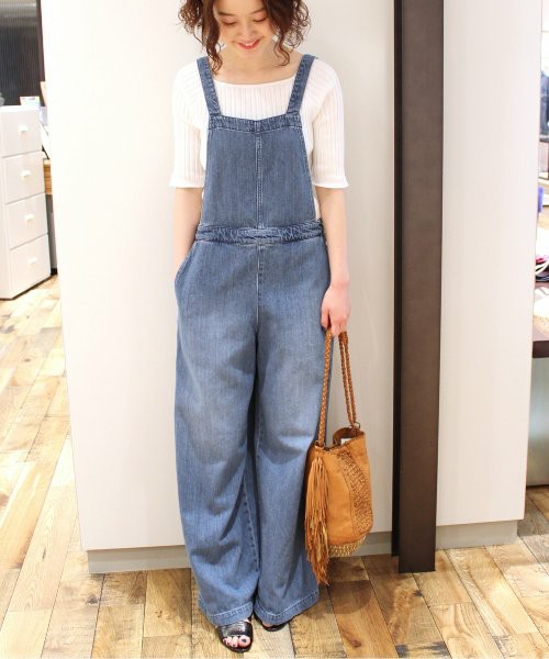 IENA デニムレースアップサロペット