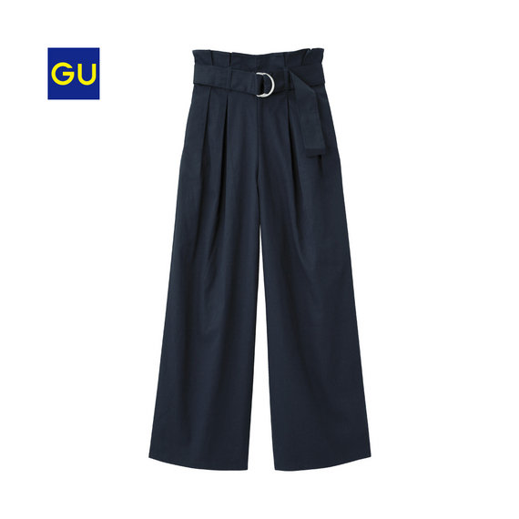 ベルト付きハイウエストワイドパンツ