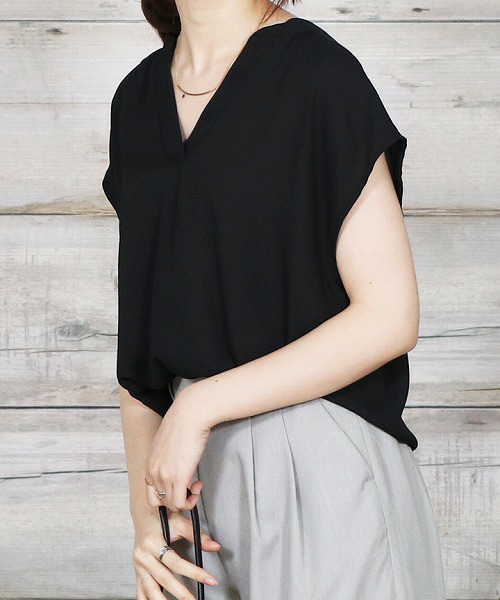 reca  シフォンノースリーブシャツ