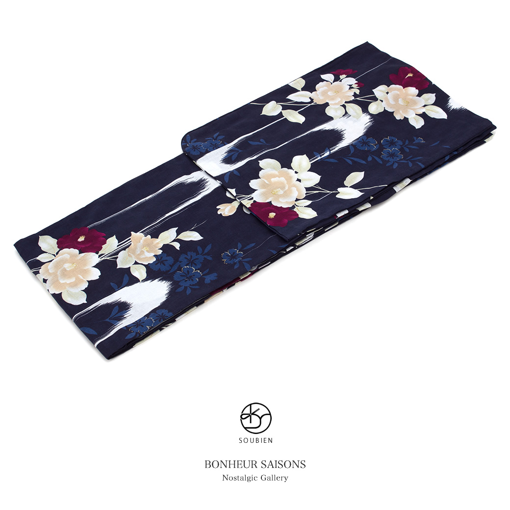 レディース浴衣　濃紺色　ネイビー