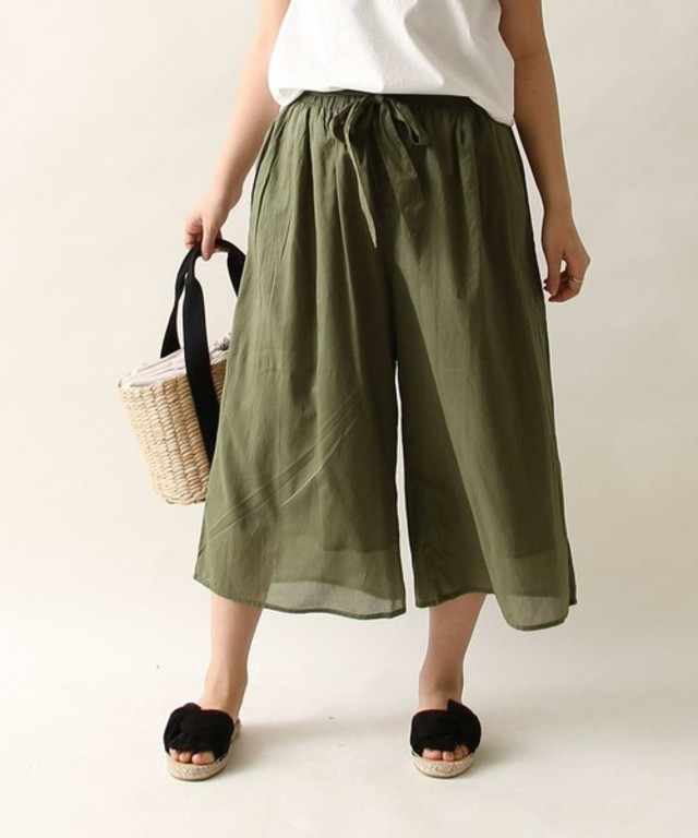 ボイルEASY無地ワイドパンツ