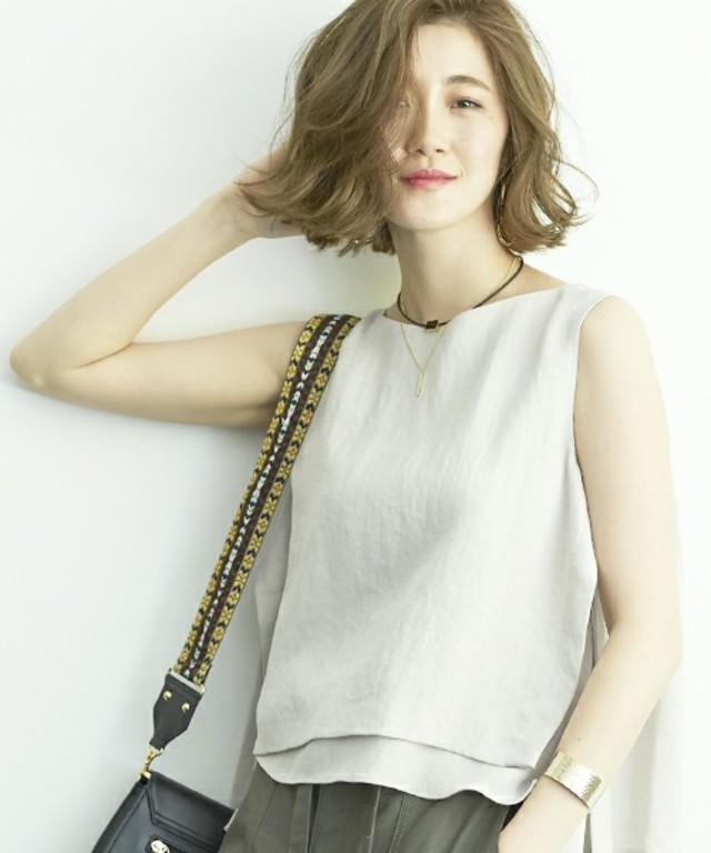 リネンライクAラインレイヤードブラウス