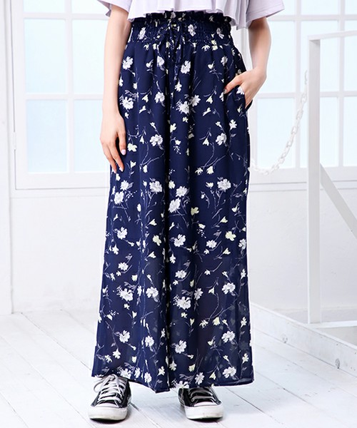 コルセットアソート柄ワイドパンツ