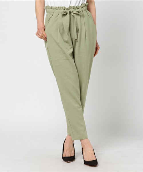 ウエストフリルリボンテーパードパンツ