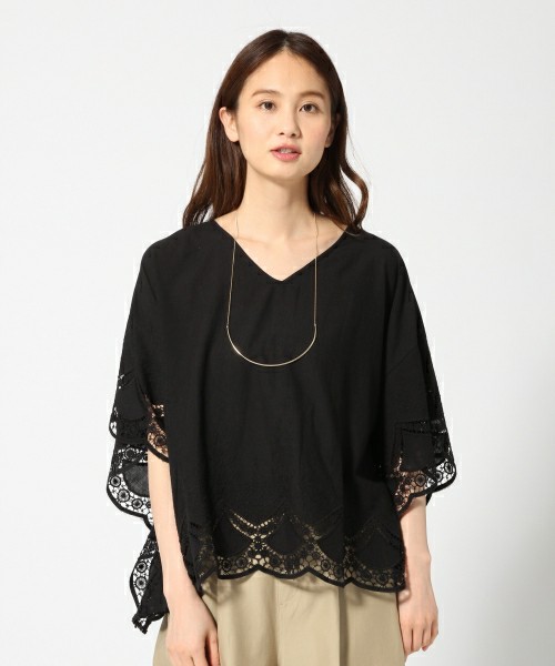 レーススカラップブラウス半袖