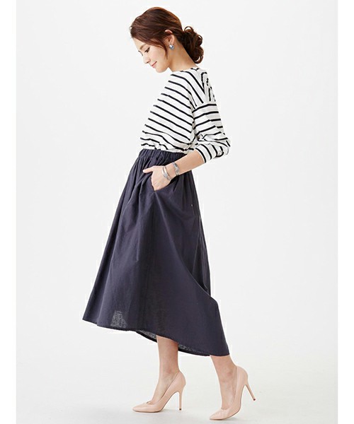 コットンリネンのフィッシュテールスカート