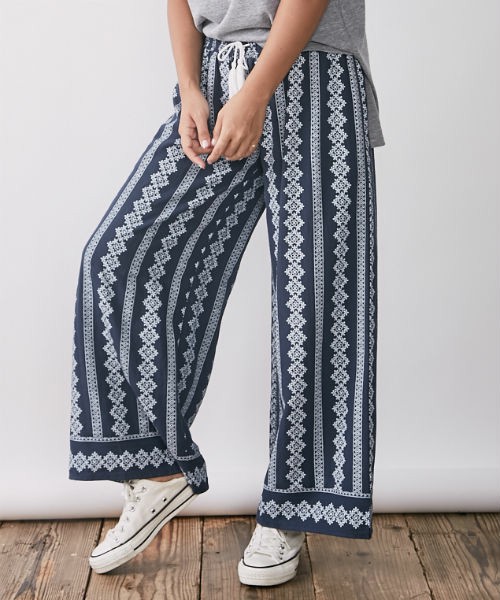 プリントストライプワイドパンツ