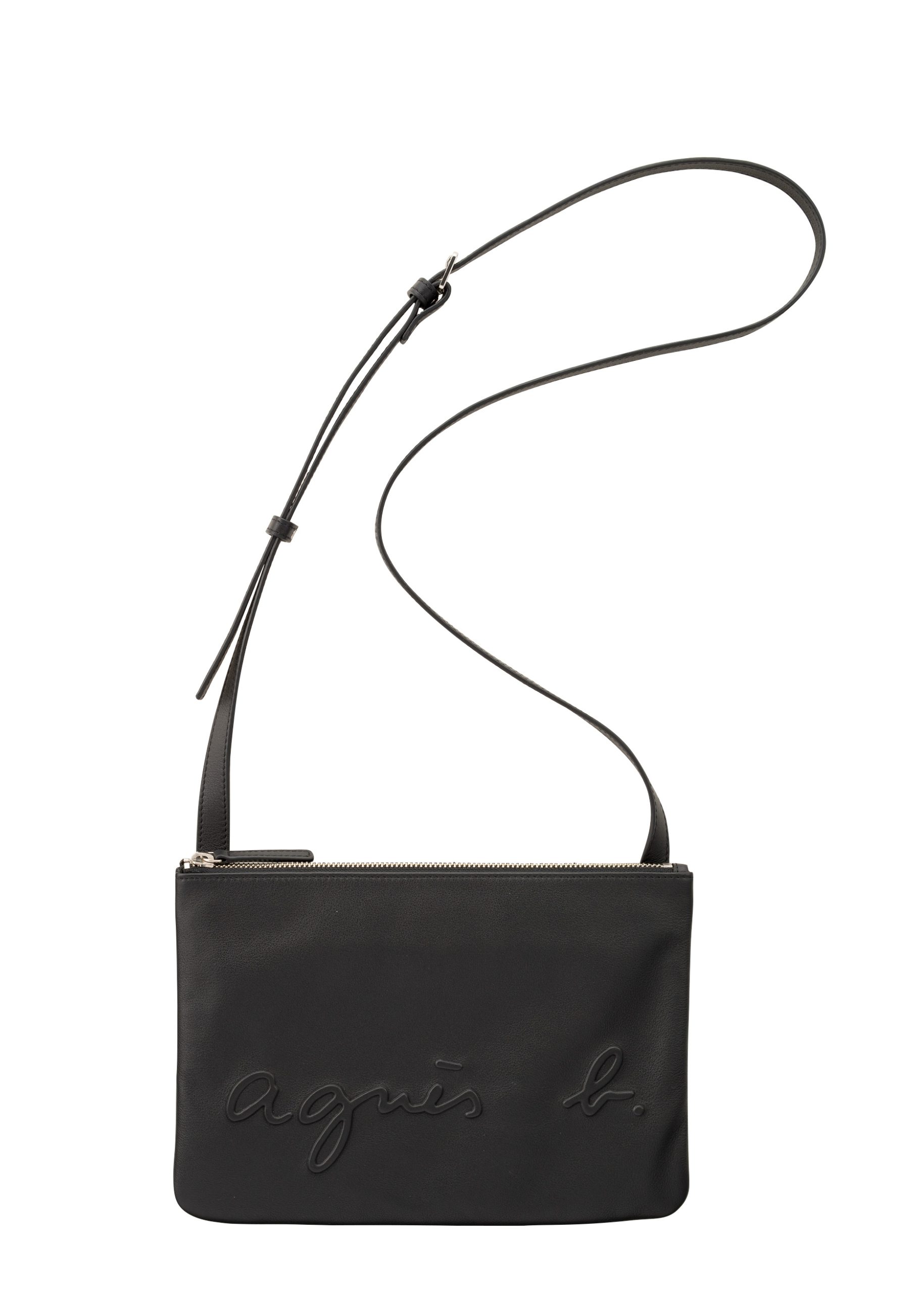 JS06-03 浮出し加工ロゴレザーショルダーバッグ