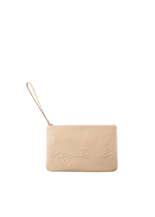 JS06-01 浮出し加工ロゴレザークラッチバッグ