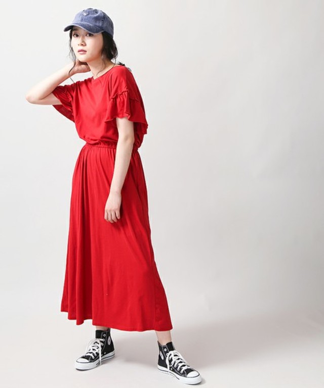 2WAYフリルマキシワンピース