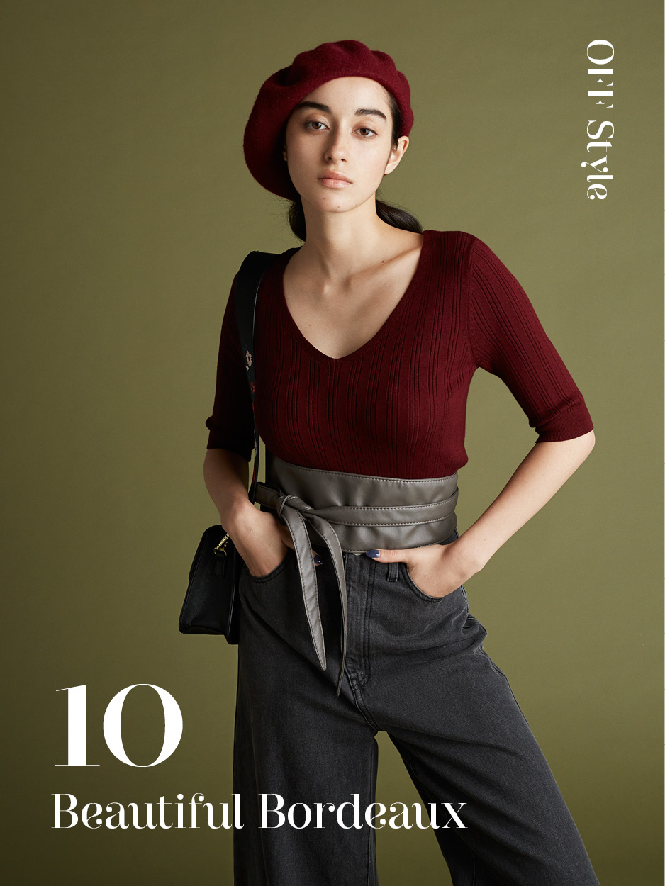 カットソー¥990 デニム￥2,490 ハット￥1,490 ベルト¥790 バッグ¥1,990