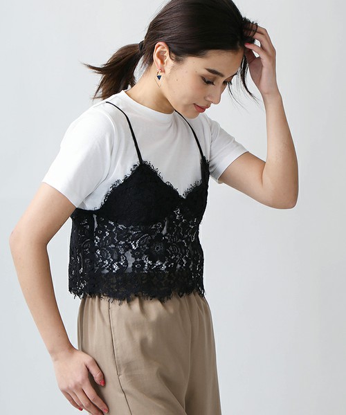 レースビスチェレイヤードTシャツ
