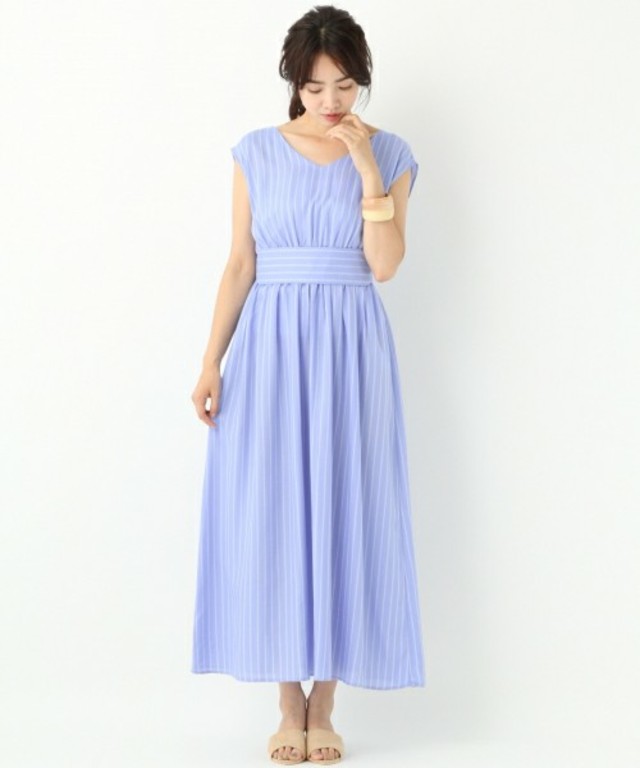 MPベルトツキストライプマキシワンピース