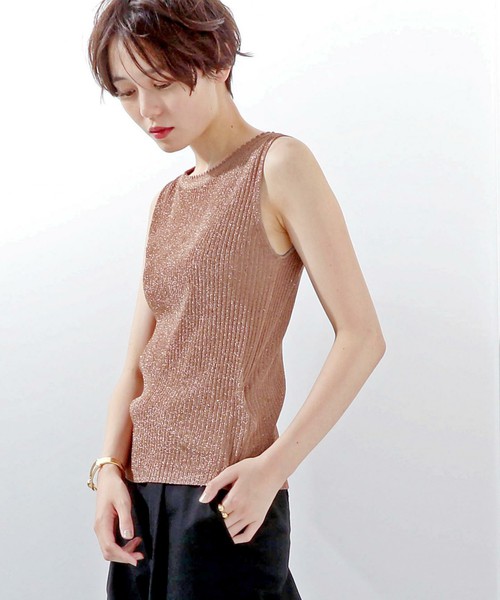 ラメ バック Vネック ノースリーブ