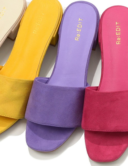 スクエアトゥカラーベルトサンダル