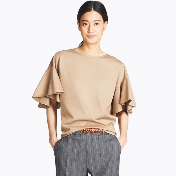 マーセライズコットンフレアスリーブT