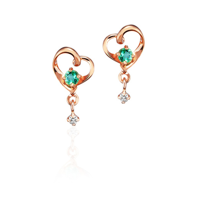 エメラルド K10ピンクゴールドピアス
