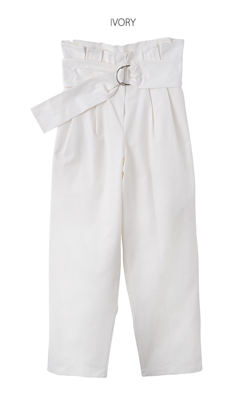 ⑦サッシュベルト付きハイウエストパンツ