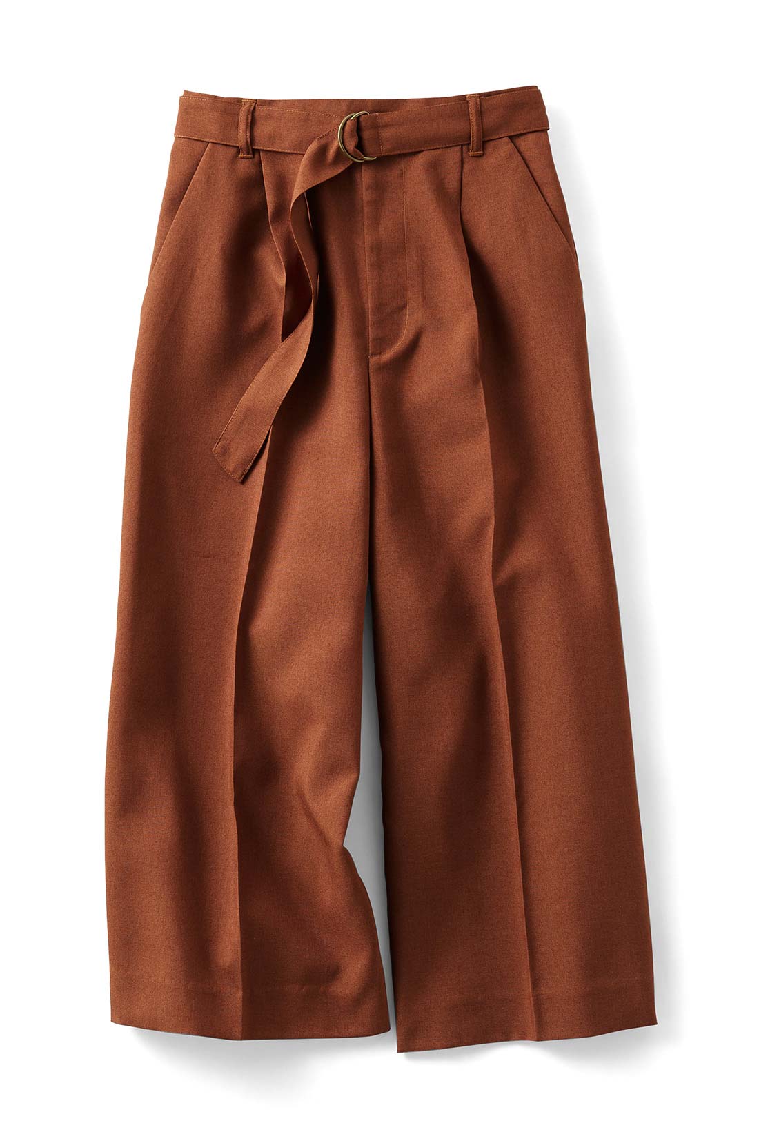 ④リネンライククロップドワイドパンツ