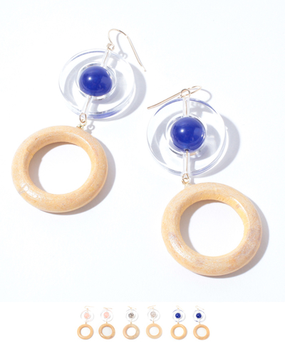 ⑨ウッド×アクリルビーズピアス