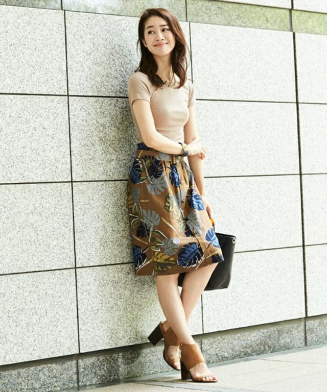 リーフ柄ドッキングワンピース