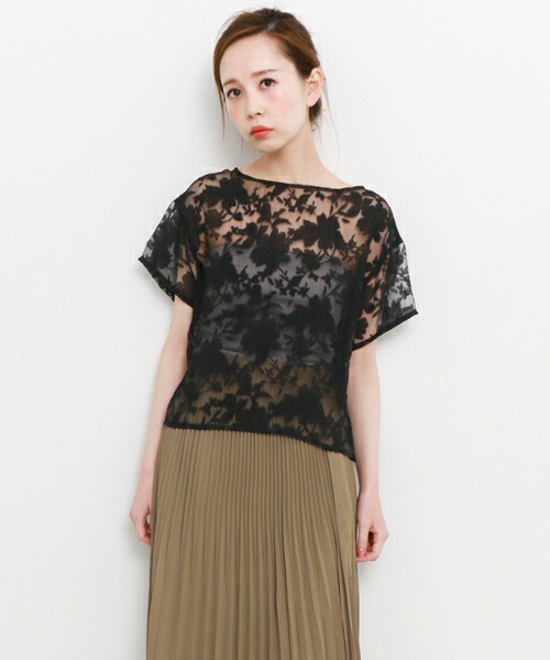 2way刺繍オーガンジープルオーバー