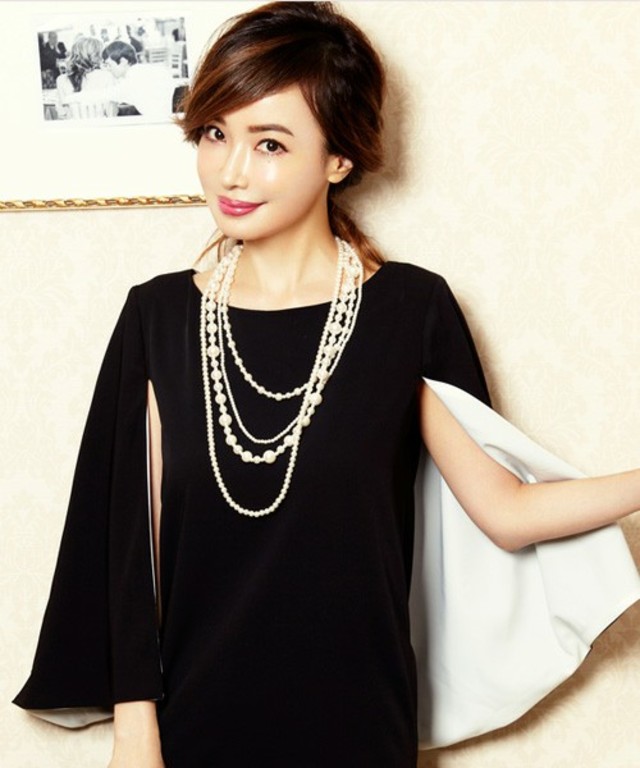 大人上品ケープ風シンプルパーティードレス