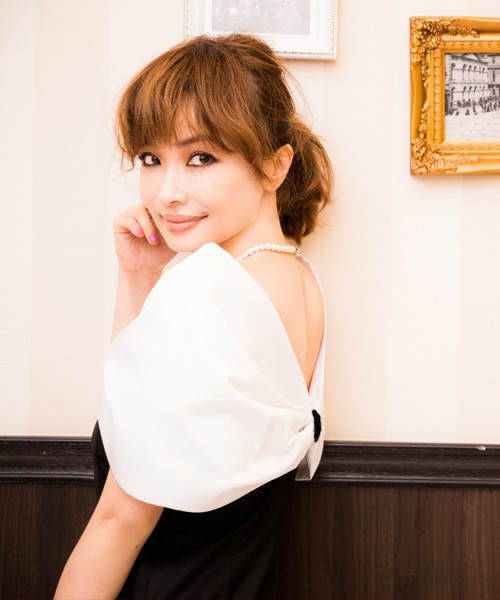 リボンオフショルバイカラータイトパーティードレス・ワンピース