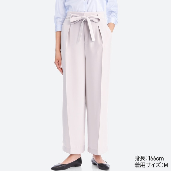 ハイウエストリボンワイドパンツ