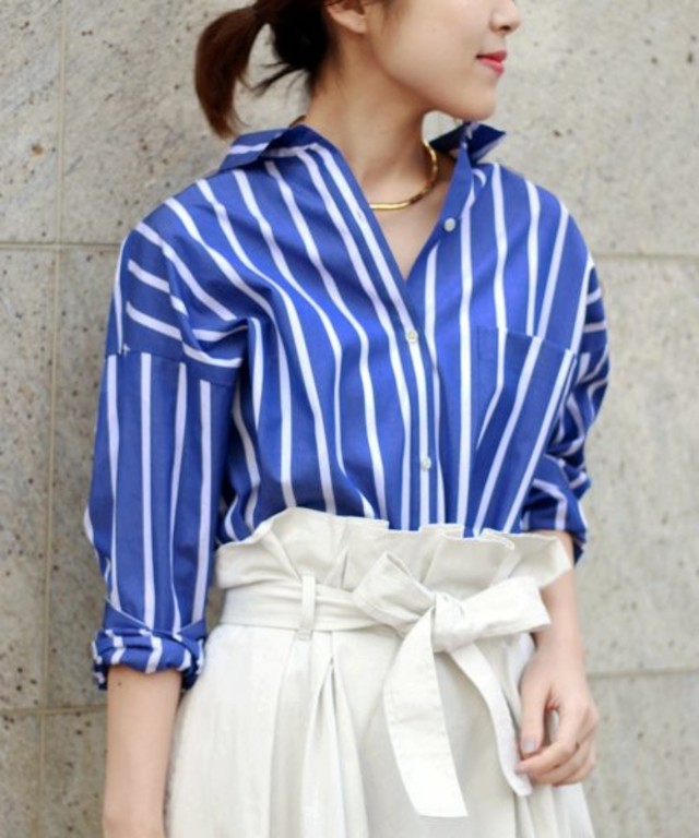 ストライプ オーバーシャツ