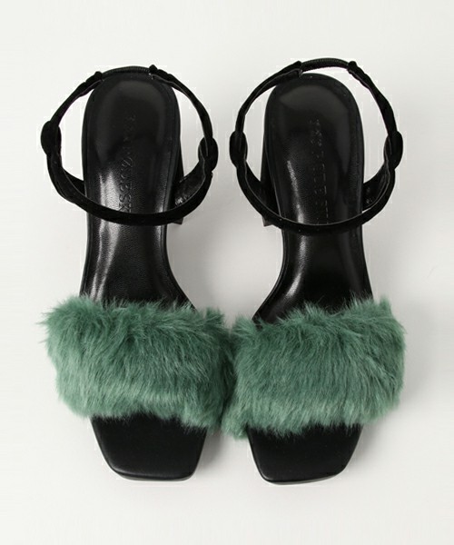 RODE SKO PEAファーチャンキーヒールサンダル